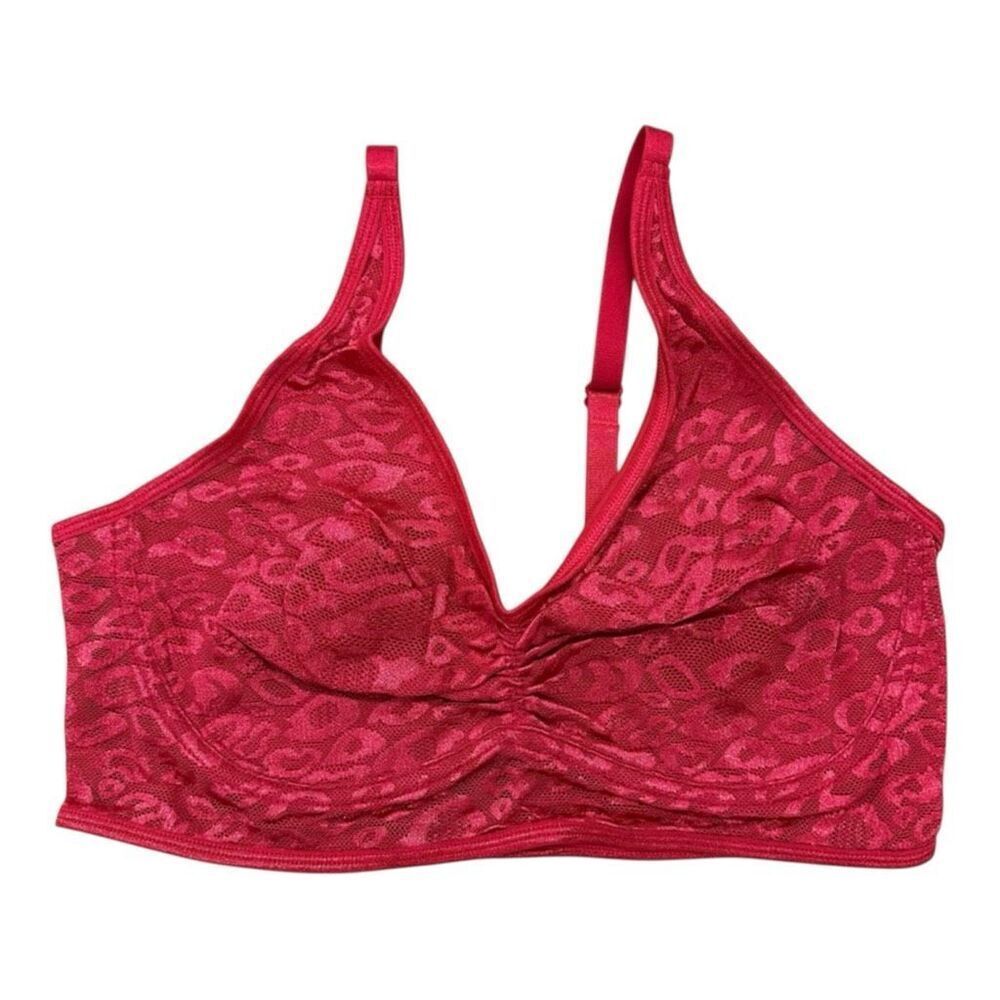 Ruby Ribbon Allure Sheer Demiette Lace Bra Cherry Red Nwt Size 32